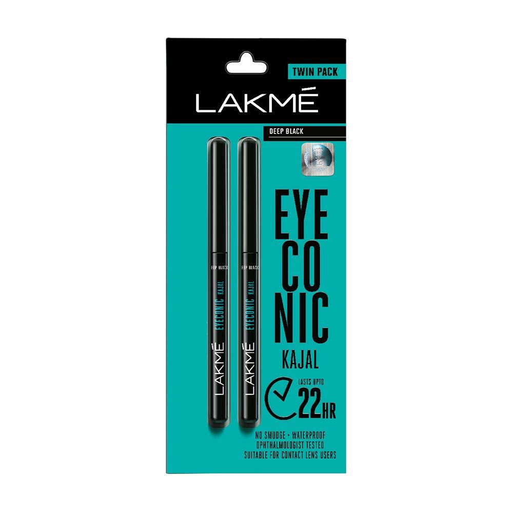 Lakme Eyeconic Kajal Twin Pack, Black, 0.35g with 0.35g