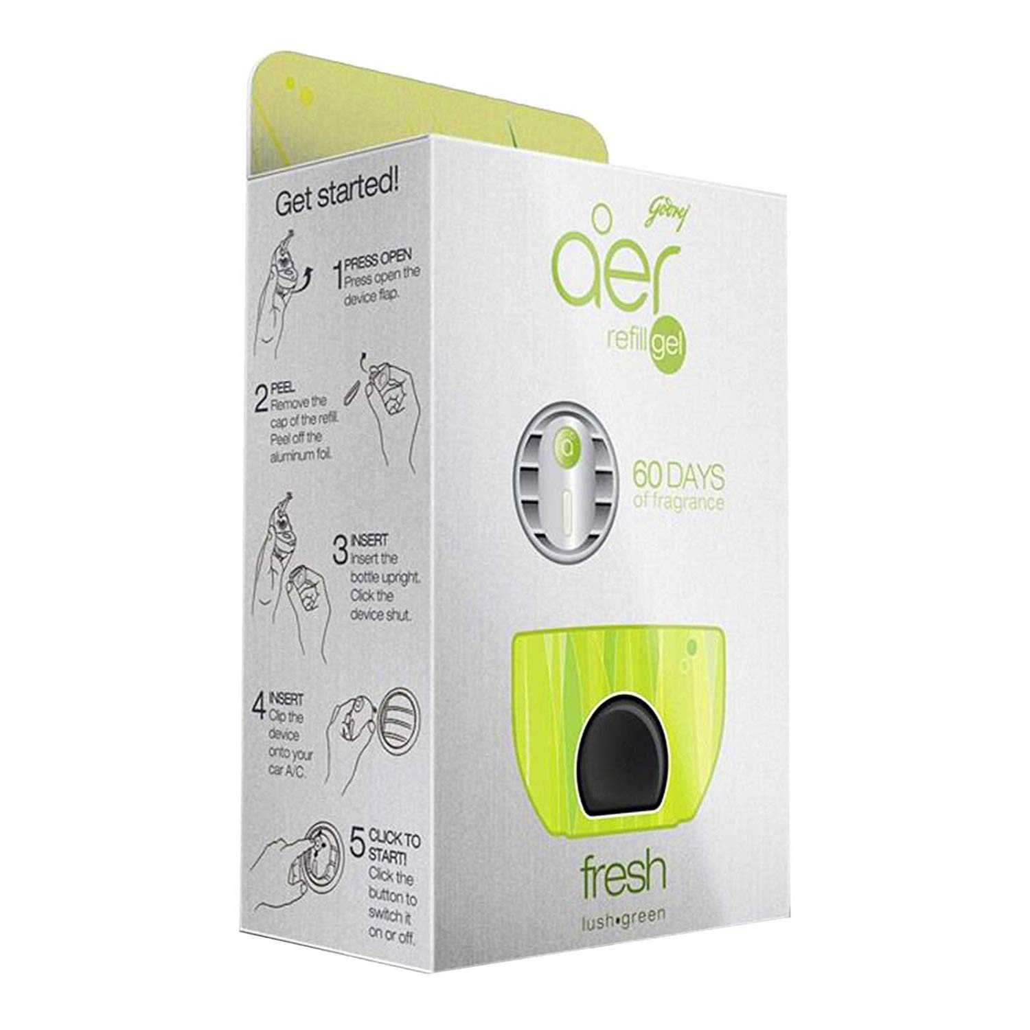 Godrej Aer Click Gel Fresh Lush Green Car Freshener (Refill) |10 gm