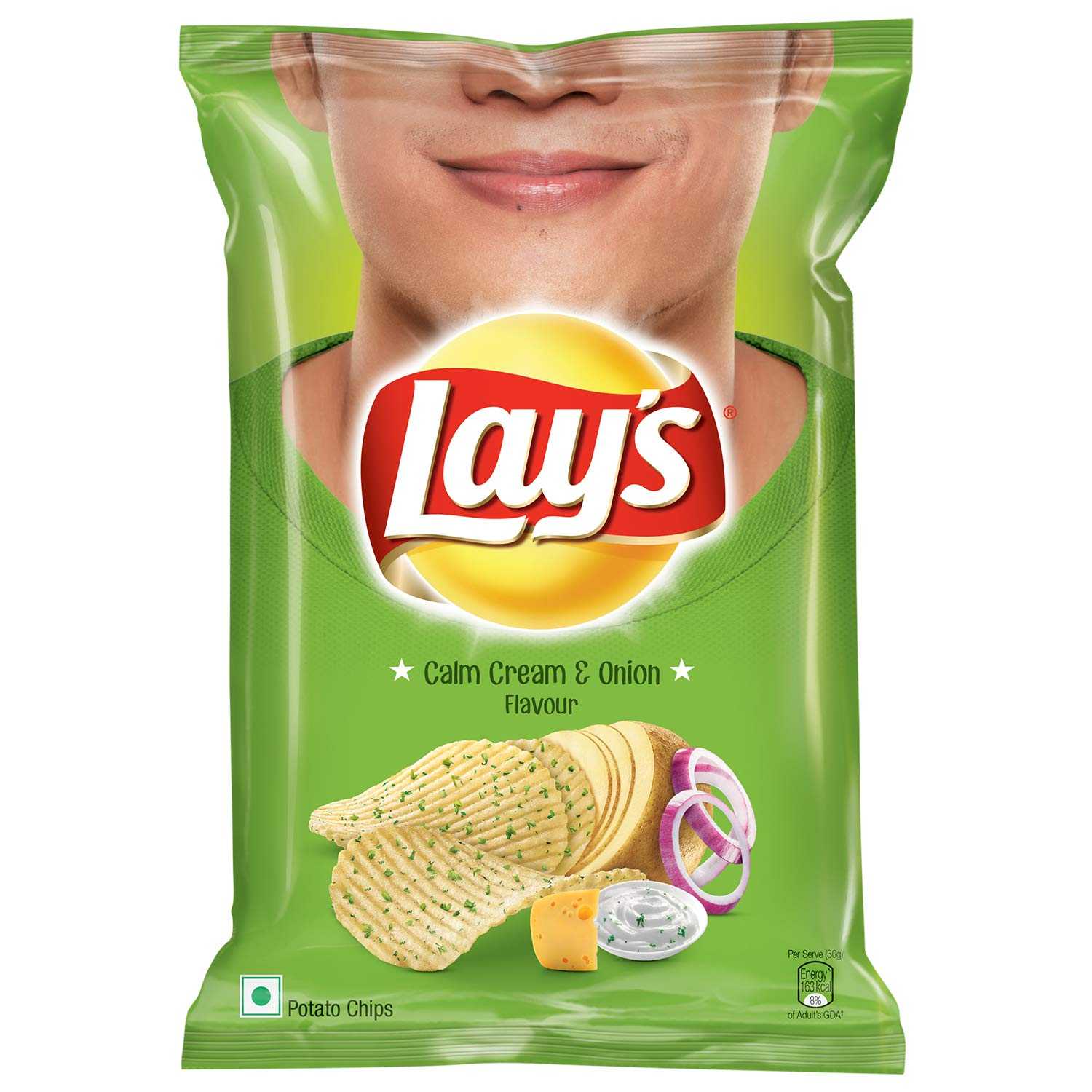 Lays Potato Chips - Calm Cream & Onion Flavour |177 gm Pouch 