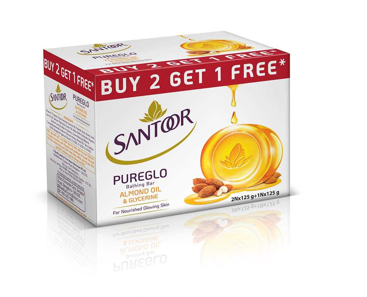 Santoor PureGlo Glycerine Soap with Almond Oil